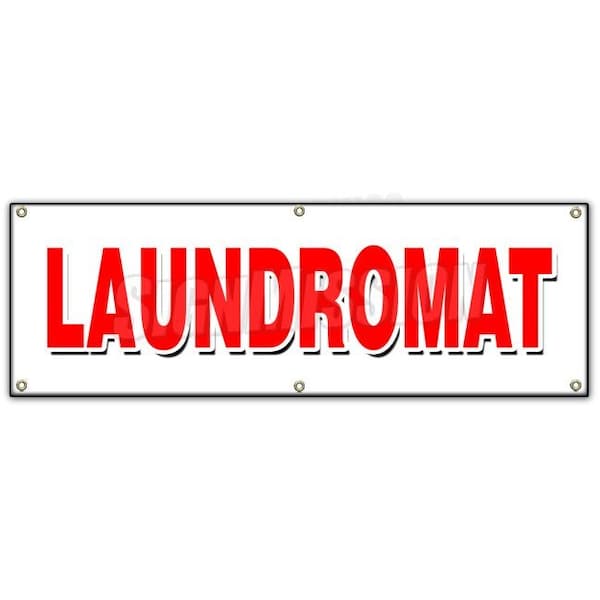 Signmission LAUNDROMAT BANNER SIGN wash fold coin laundry dry cleaning 24 hour open B-72 Laundromat - main